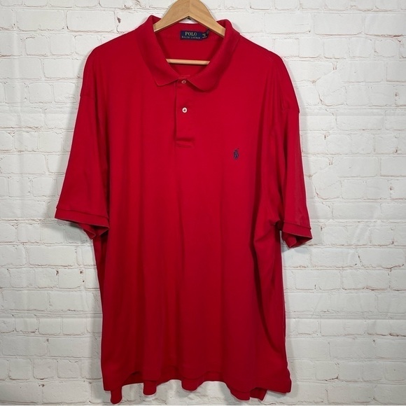 Ralph Lauren Polo Shirt Mens Size 3XB Red Collared Casual Top Blue Pony - Picture 1 of 11